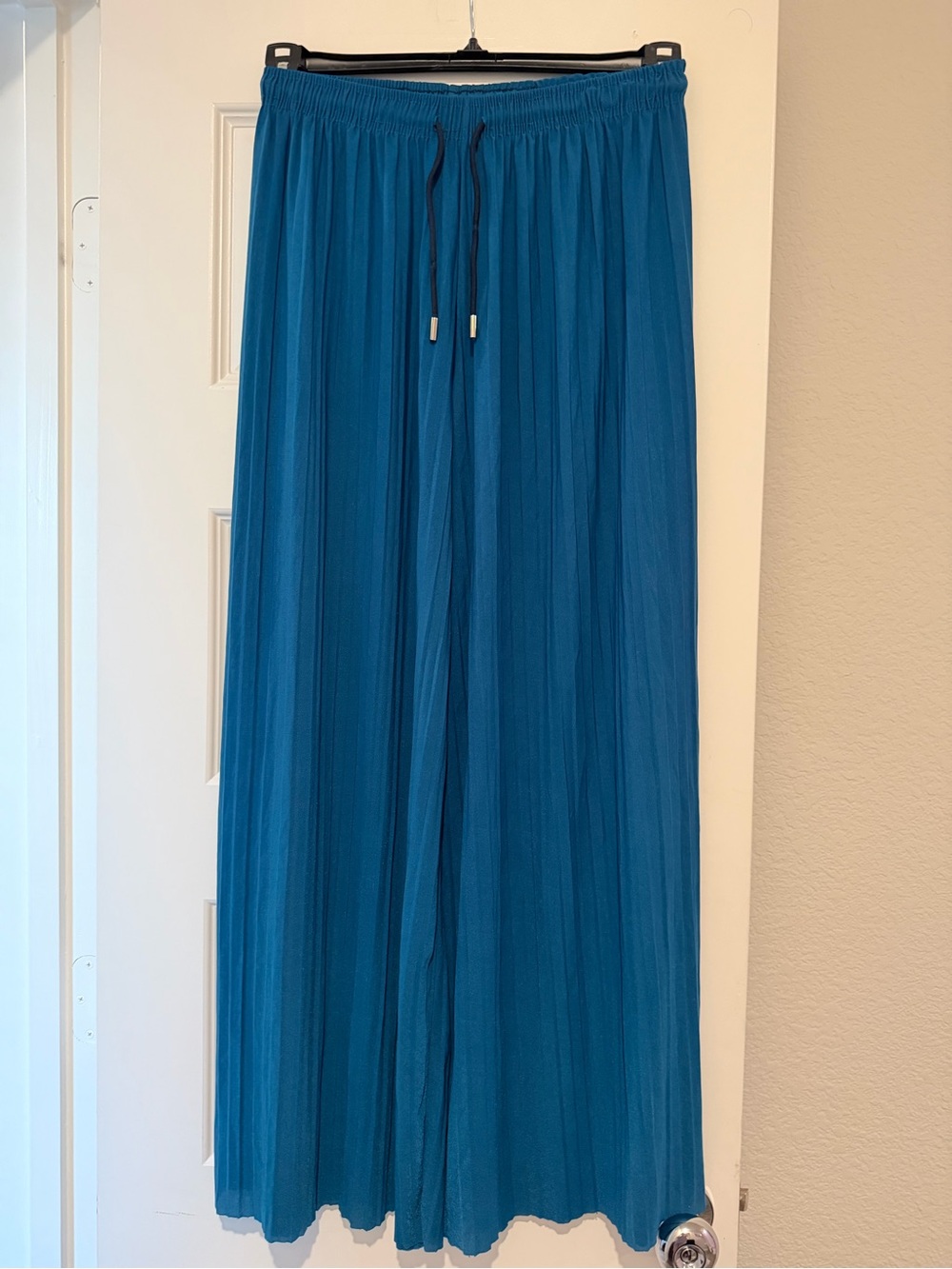 Teal Pleated Wide Leg Sheer Beach Cover Up Pants One Size